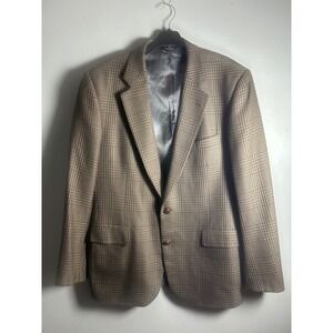 VTG Brown Plaid Wool Blend Sport Coat Blazer Jacket Size 42R